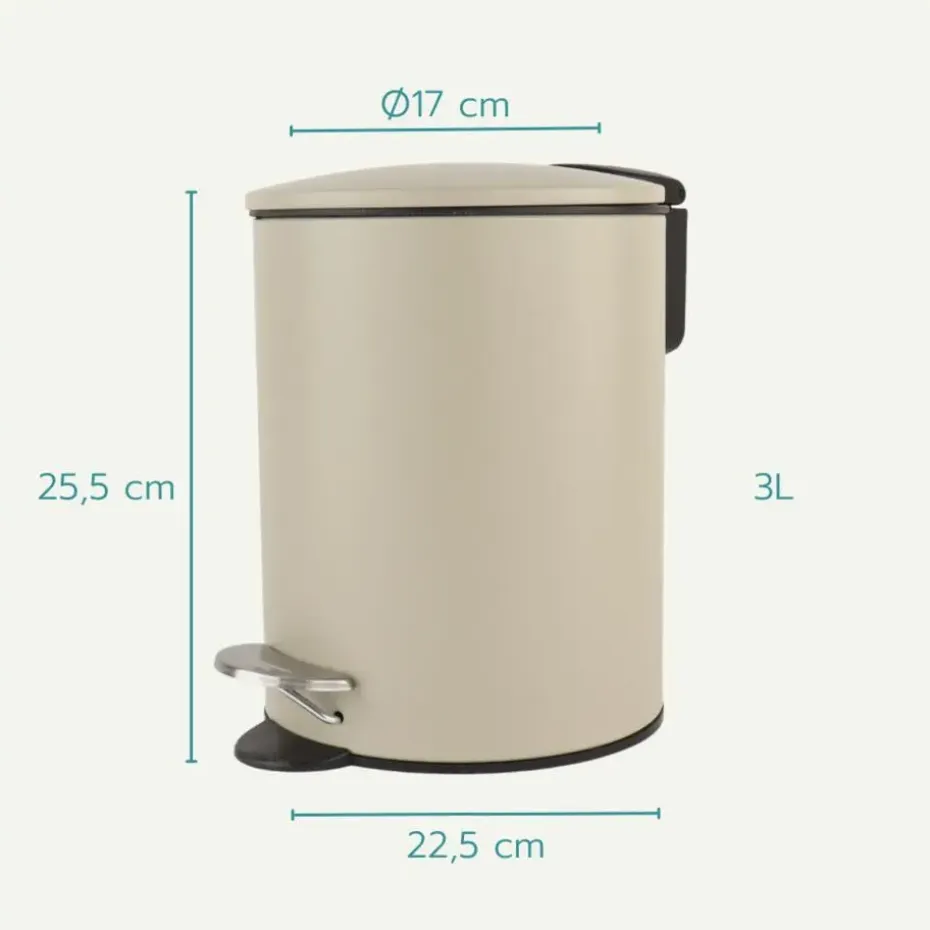 Nordix Pedaalemmer 3 Liter Badkamer Toilet Beige Metaal