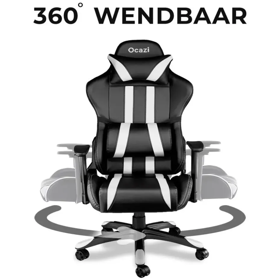 Ocazi Chicago Gaming stoel - Bureaustoel - Zwart/Wit