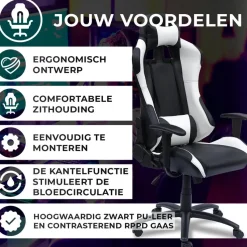 Ocazi New York Gaming stoel - Bureaustoel - Zwart/Wit