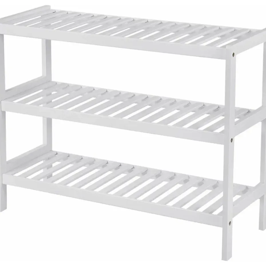 O'DADDY Bamboe Schoenenrek - 3 Laags - Voor 12 Paar - Wit - 70x26x55 cm