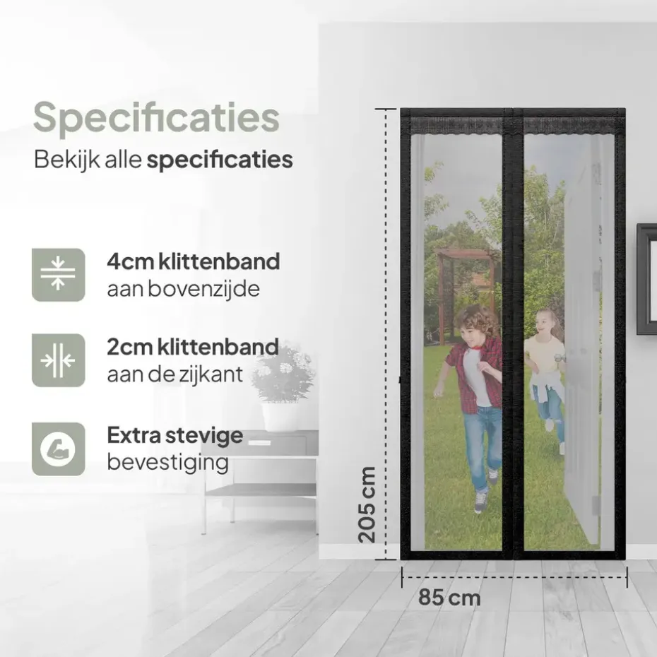 O'DADDY Deurgordijn Deluxe FIBER - Magnetisch Vliegengordijn 85x205 Zwart