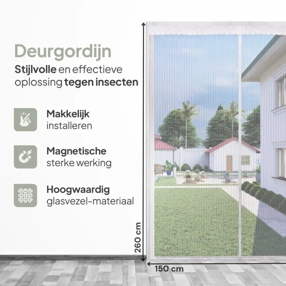 O'DADDY Deurgordijn Deluxe FIBER 150x260 - Magnetisch Vliegengordijn Wit