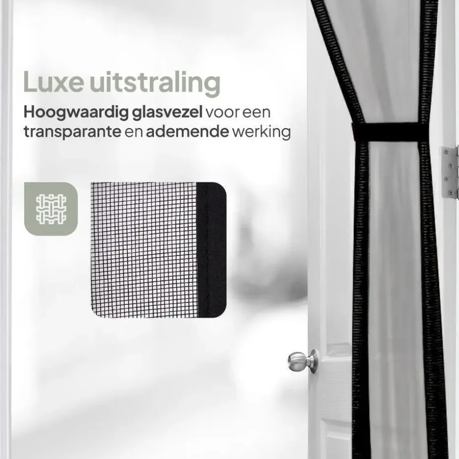 O'DADDY Deurgordijn Deluxe FIBER - Magnetisch Vliegengordijn 100x260 Zwart