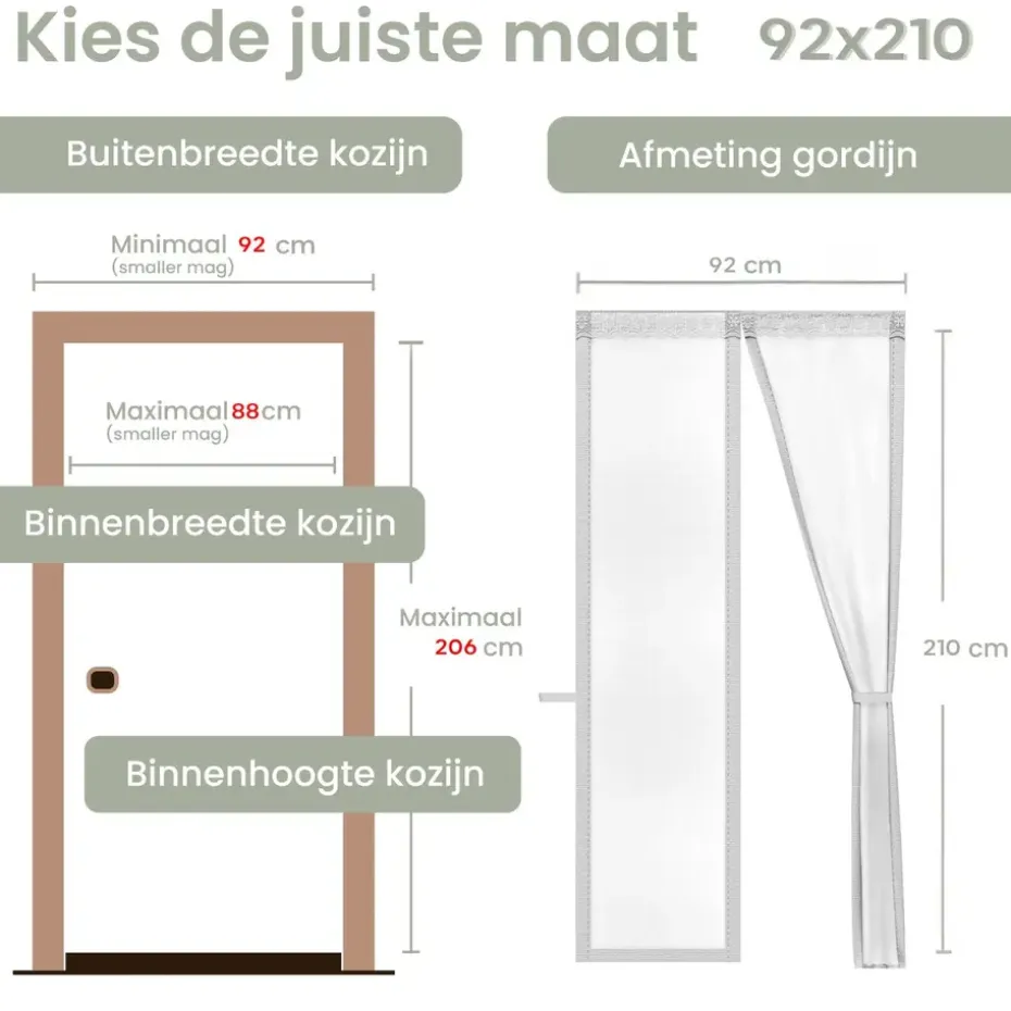 O'DADDY Deurgordijn Deluxe FIBER 92x210 - Magnetisch Vliegengordijn Wit