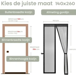 O'DADDY Deurgordijn Deluxe FIBER - Magnetisch Vliegengordijn 140x260 Zwart