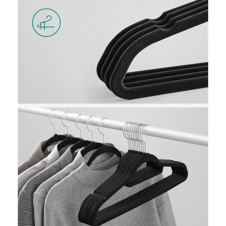 O'DADDY Fluwelen Kleerhangers - 40 Stuks - Antislip - Zwart