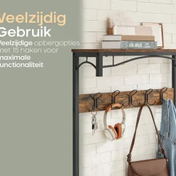 O’DADDY Kapstok met Schoenenrek – 15 Haken – 2-Laags – 80x32x178,5 cm