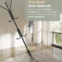 O'DADDY® Kapstok Staand - Opbergrek - 12 Haken - Vrijstaand Garderoberek