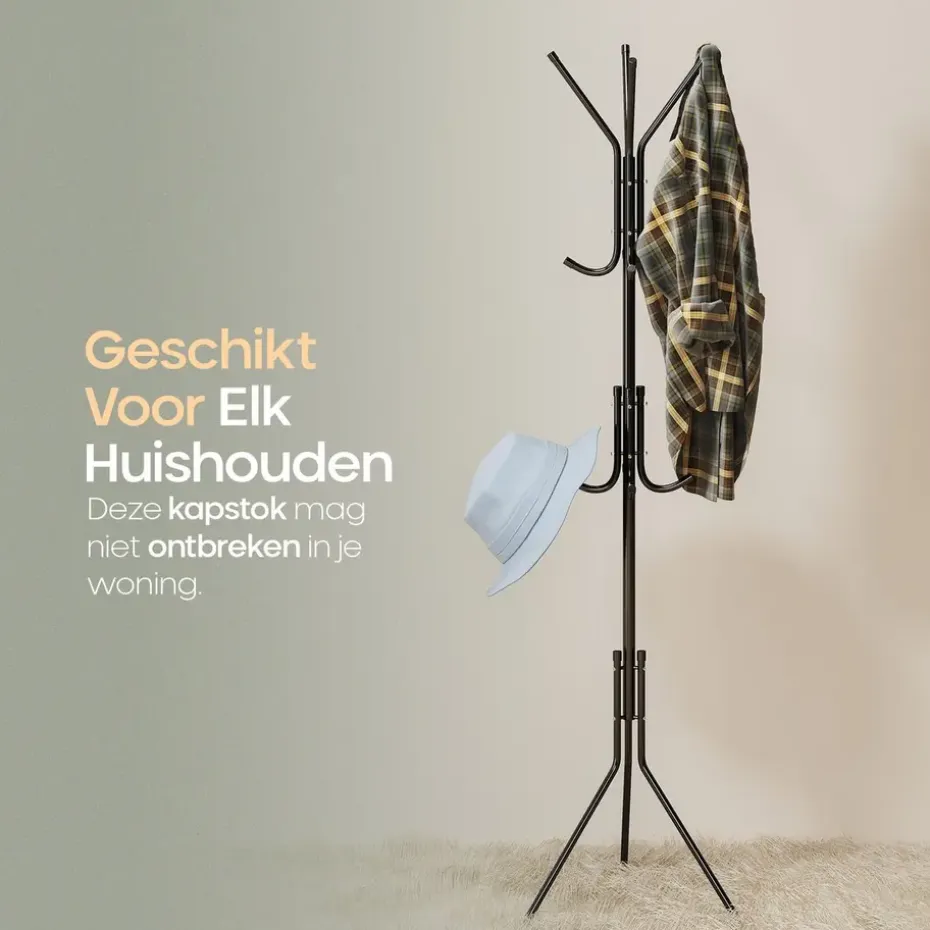 O'DADDY® Kapstok Staand - Opbergrek - 12 Haken - Vrijstaand Garderoberek