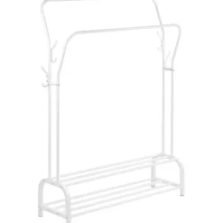 O'DADDY Kledingrek met Dubbel Schoenenrek - Wit - 110x33x(137-157) cm