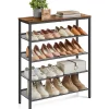 O'DADDY Schoenenrek 5-Laags - Industrieel Design - Bruin Hout/Zwart Metaal