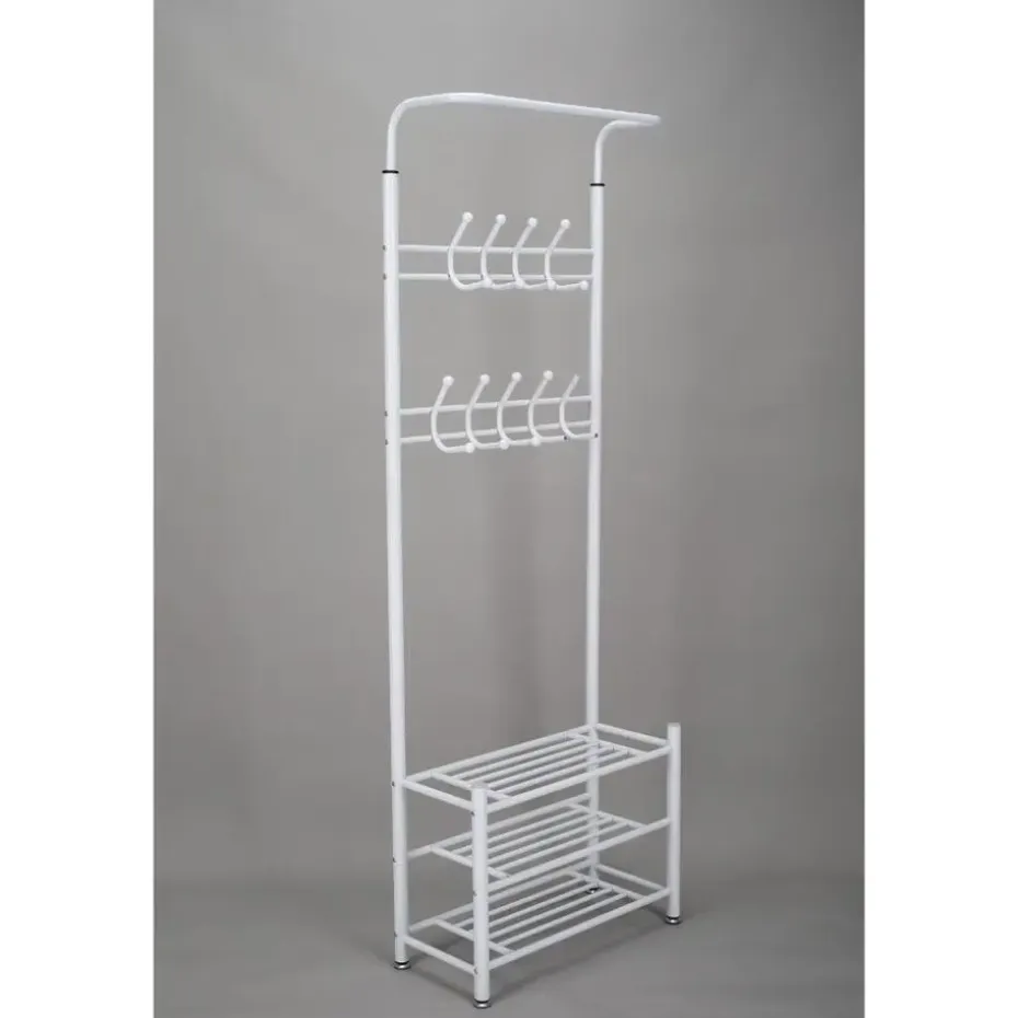 O'DADDY Staande Kapstok met Schoenenrek - Wit- 66x30x190 cm