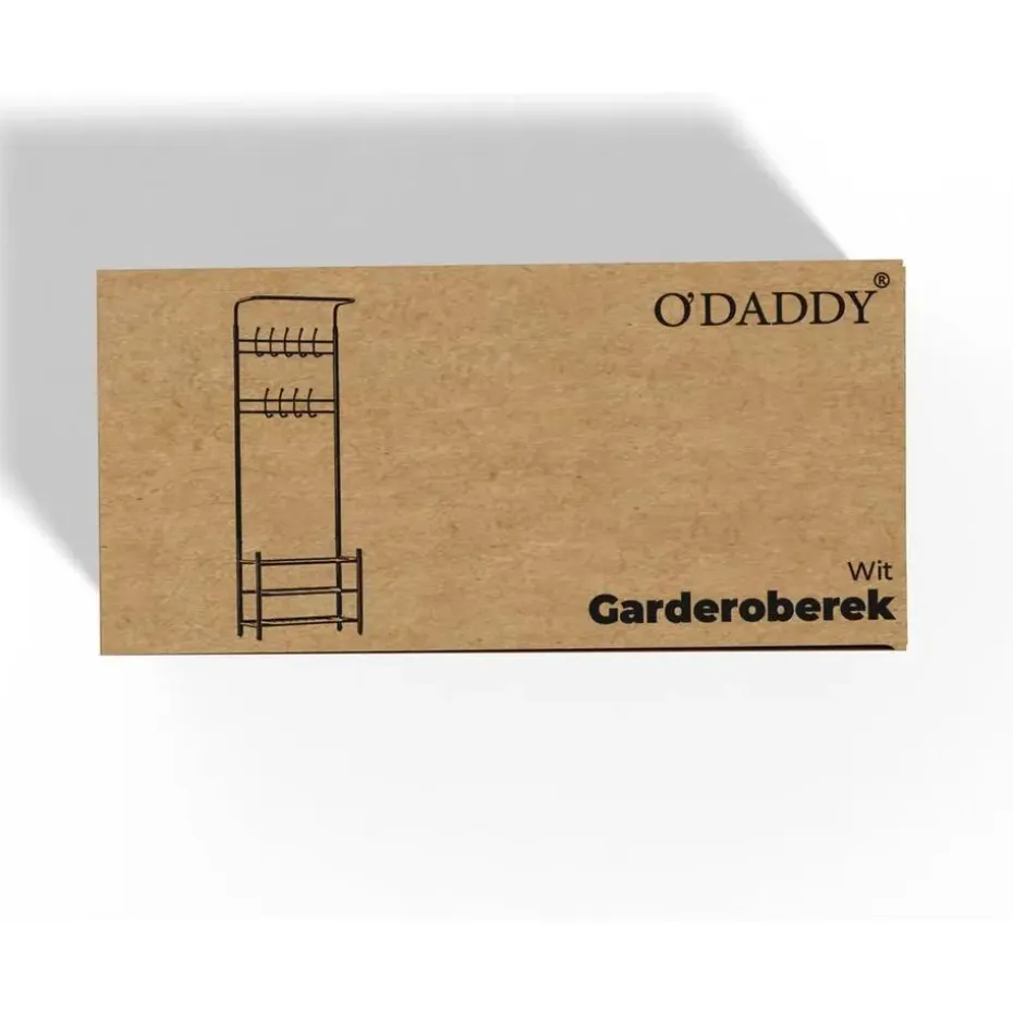 O'DADDY Staande Kapstok met Schoenenrek - Wit- 66x30x190 cm