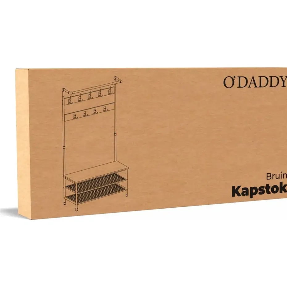 O'DADDY Staande Kapstok met Schoenenrek - 23 Haken - Bruin