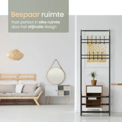 O'DADDY Staande Kapstok met Schoenenrek - Zwart Metaal
