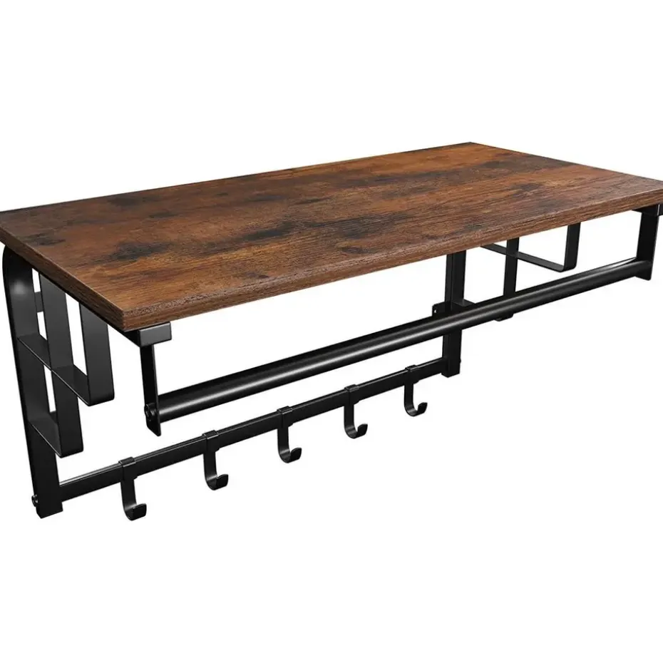 O'DADDY Wandkapstok met 5 Haken - 66x30x27 cm - Hangend - Bruin