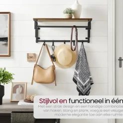 O'DADDY Wandkapstok met 5 Haken - 66x30x27 cm - Hangend - Bruin