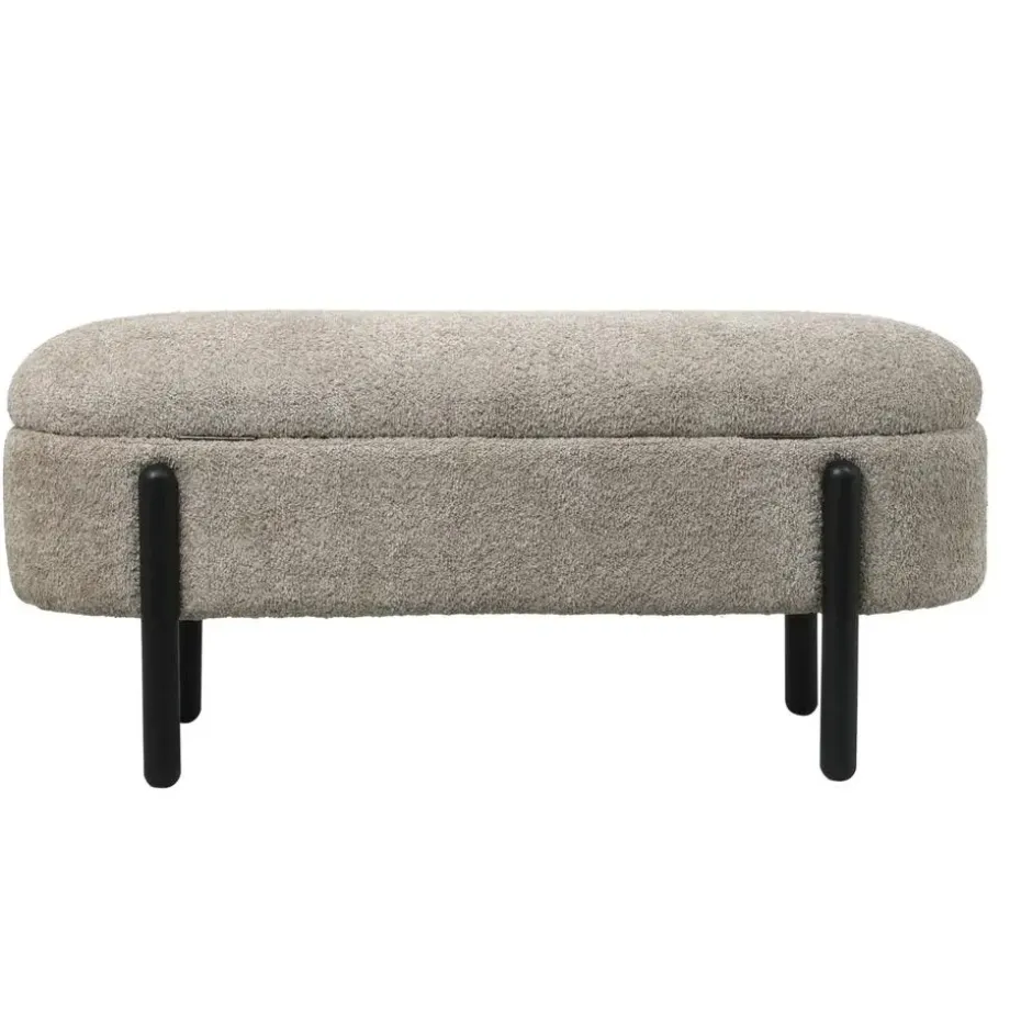 Opbergbank Stof Taupe - Met Opbergruimte - 108x41x48cm - Vieve