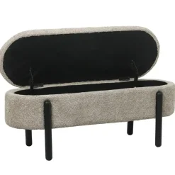 Opbergbank Stof Taupe - Met Opbergruimte - 108x41x48cm - Vieve