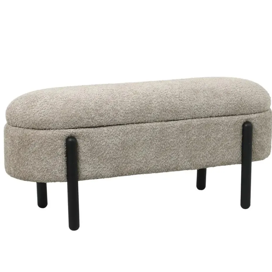 Opbergbank Stof Taupe - Met Opbergruimte - 108x41x48cm - Vieve