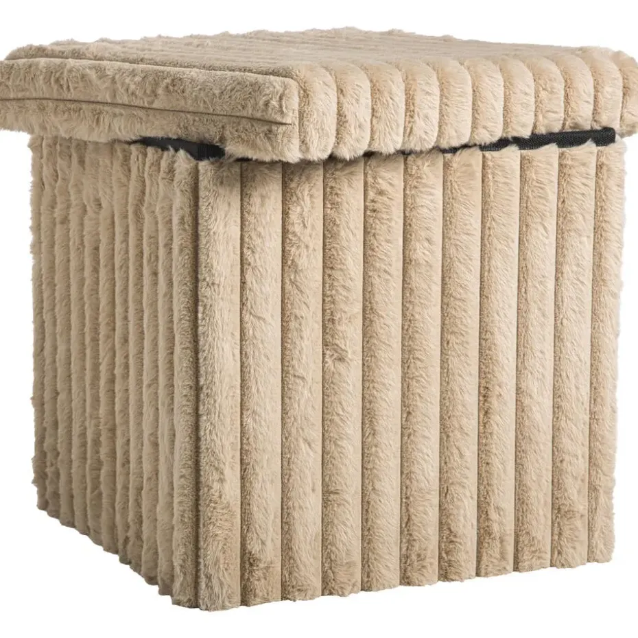 Opbergbox opvouwbaar - fluffy taupe - 38x38x38 cm