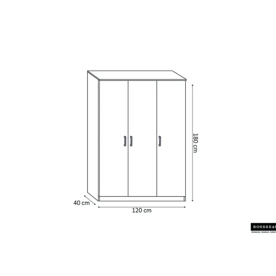 Opbergkast Ray 120cm met 3 deuren en 4 legplanken - sonoma eik