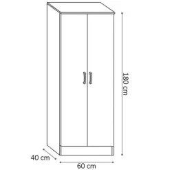 Opbergkast Ray 60cm met 2 deuren en 4 legplanken - wit