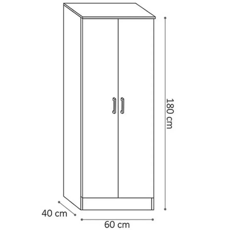 Opbergkast Ray 60cm met 2 deuren en 4 legplanken - wit