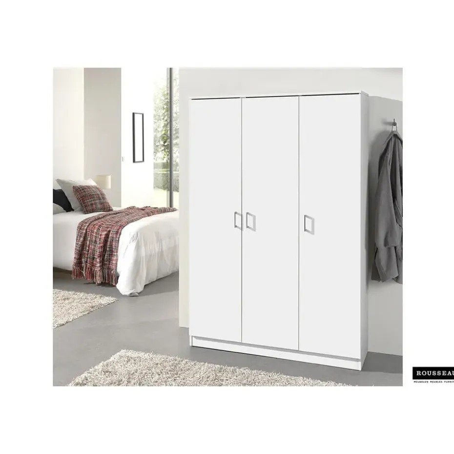 Opbergkast Ray 120cm met 3 deuren en 4 legplanken -wit