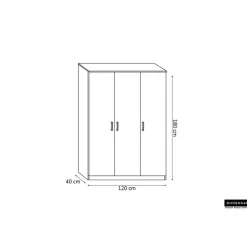 Opbergkast Ray 120cm met 3 deuren en 4 legplanken -wit