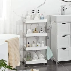 Opbergtrolley - 4 niveaus - 40x86x22 cm - wit