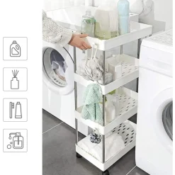 Opbergtrolley - 4 niveaus - 40x86x22 cm - wit