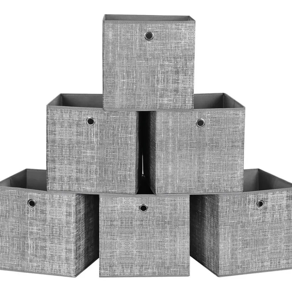 Opvouwbare opbergdozen, 6 stuks, kubussen, bakken, manden, kisten