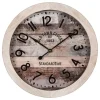 Ostaria Wandklok/muur klok - old town - D45 cm - hout - naturel
