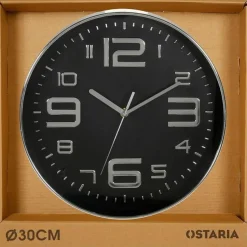 Ostaria Wandklok/muur klok - grote cijfers - D30 cm - kunststof