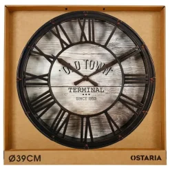 Ostaria Wandklok/muur klok - Montparnasse - D39 cm - kunststof