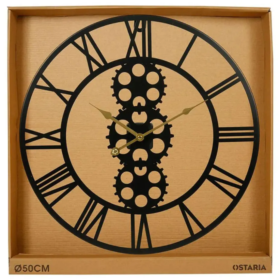 Ostaria Wandklok/muur klok - open uurwerk - D50 cm - metaal