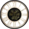 Ostaria Wandklok/muur klok - open uurwerk - D40 cm - metaal/hout
