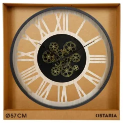 Ostaria Wandklok/muur klok - open uurwerk - D40 cm - metaal/hout