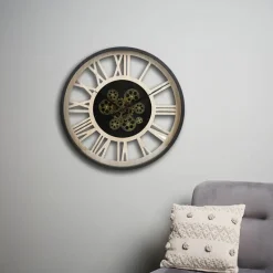 Ostaria Wandklok/muur klok - open uurwerk - D40 cm - metaal/hout
