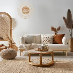 Ostaria Wandklok/muur klok - Ibiza stijl - D50 cm - naturel