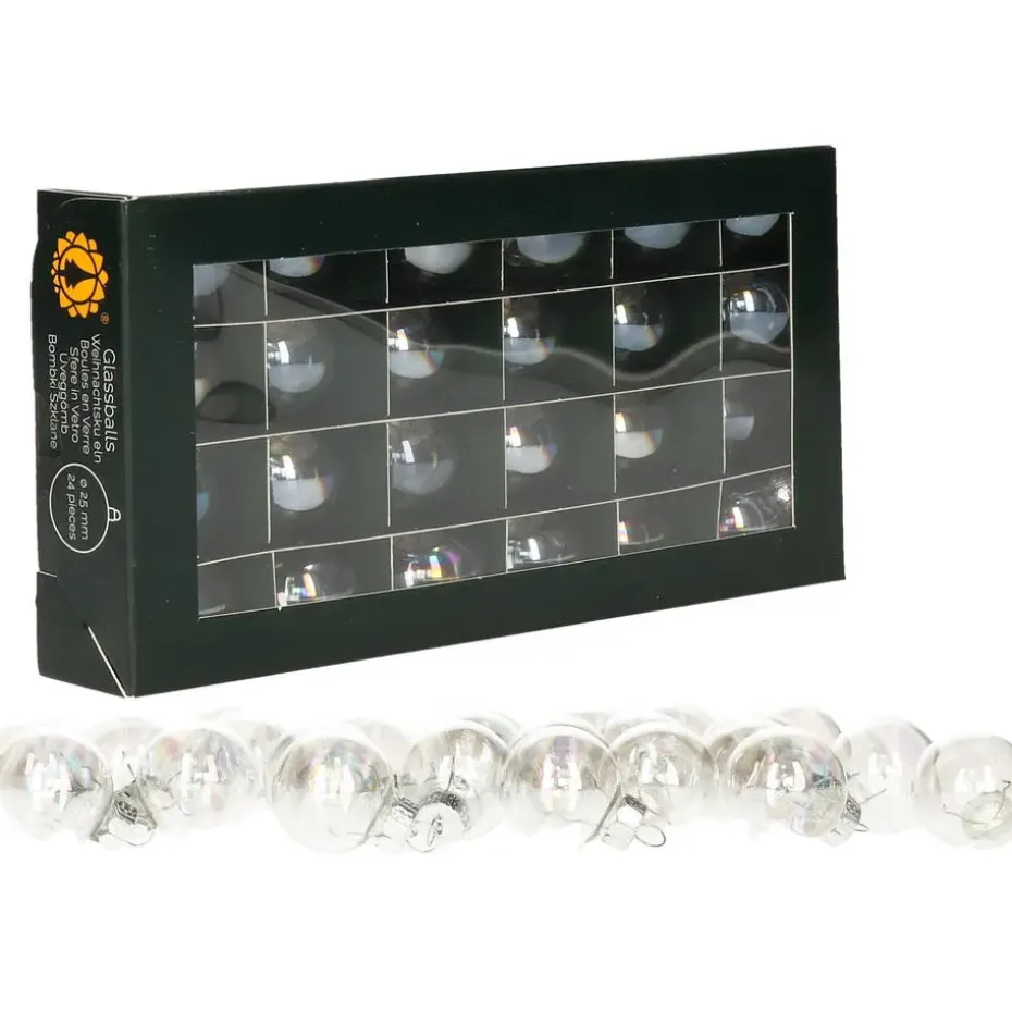 Othmar Decorations Kerstballen - glas - 24ST - parelmoer - 2,5cm