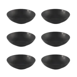 OTIX Bord 6 stuks Diep Soepborden Zwart Mat diameter 20,5cm Aardewerk IVY