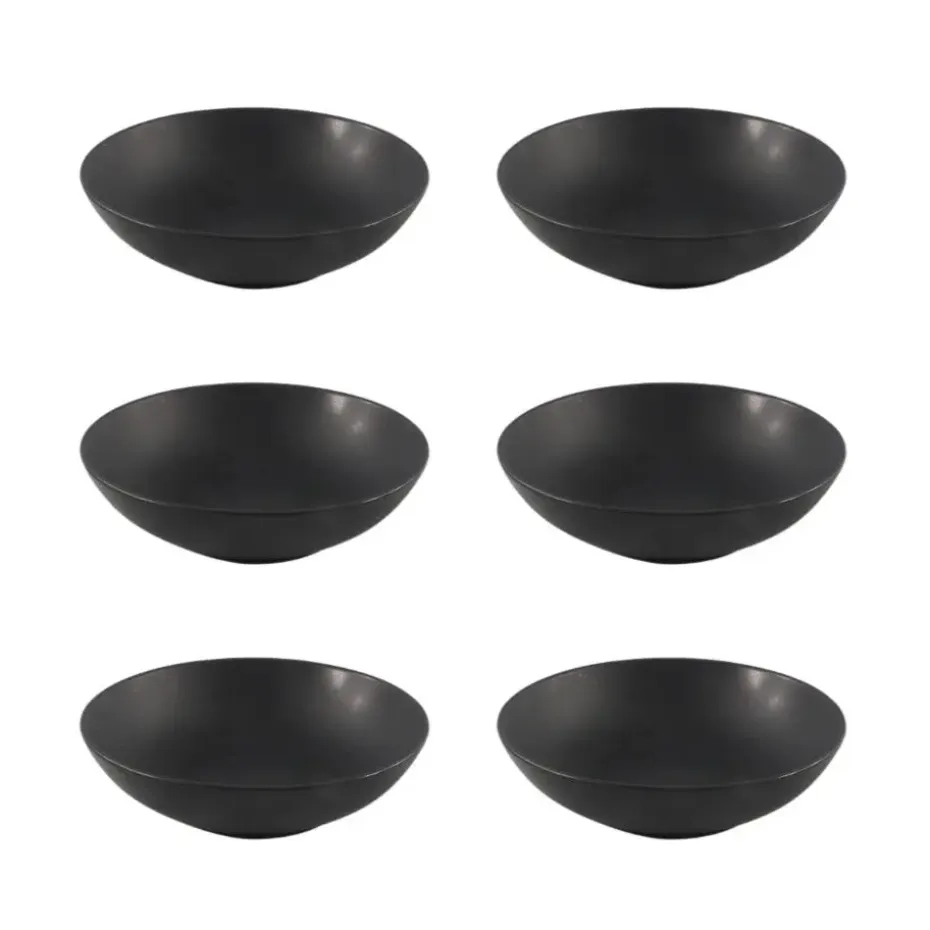 OTIX Bord 6 stuks Diep Soepborden Zwart Mat diameter 20,5cm Aardewerk IVY