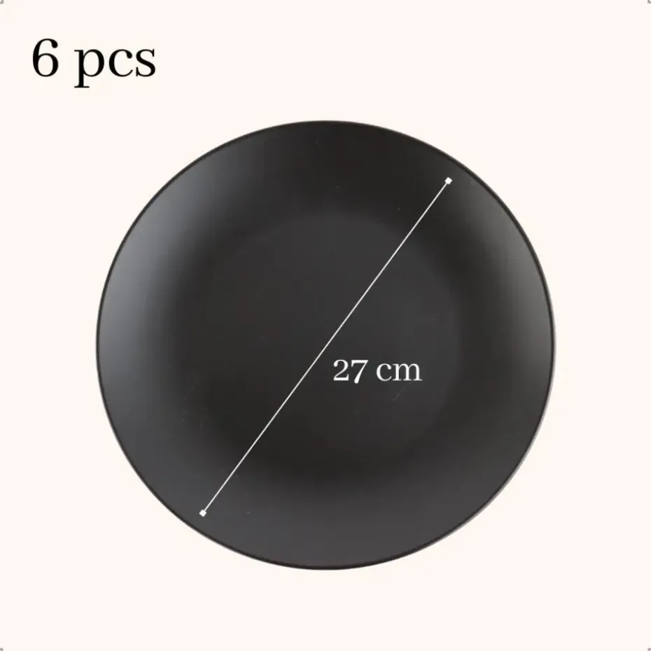 OTIX Bordenset Dinerbord Borden Plat Set van 6 Mat zwart Diameter 27cm