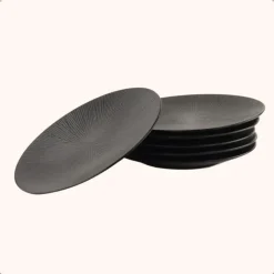 OTIX Dessert Ontbijt Bordenset 6 Persoons Zwart 21cm Keramiek POPPY