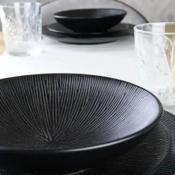 OTIX Dessert Ontbijt Bordenset 6 Persoons Zwart 21cm Keramiek POPPY