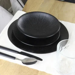 OTIX Dessert Ontbijt Bordenset 6 Persoons Zwart 21cm Keramiek POPPY