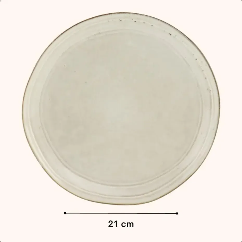 OTIX Dessert Ontbijt Bordenset 6 Persoons Beige 21cm Keramiek LILY