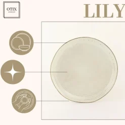 OTIX Dessert Ontbijt Bordenset 6 Persoons Beige 21cm Keramiek LILY